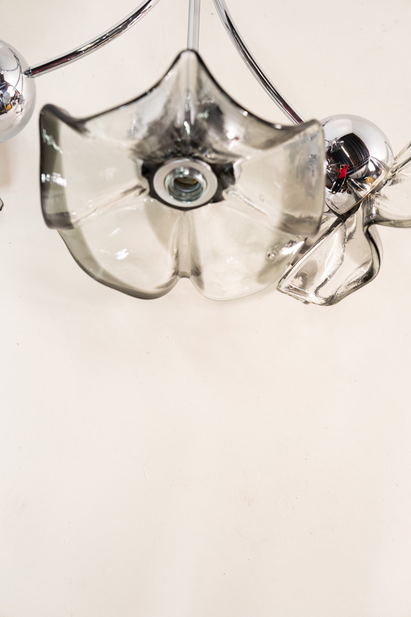 ZILVEREN &amp; GLAZEN DRIEVOUDIGE HANGLAMP 