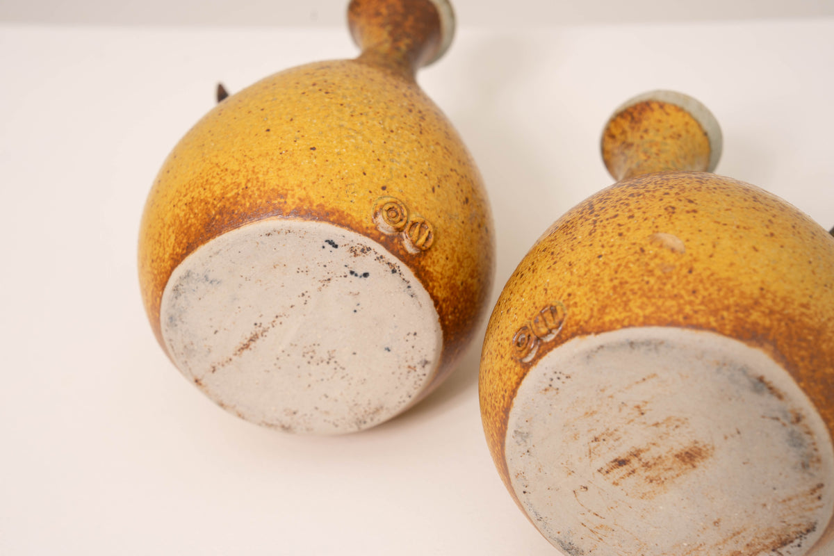 PAIR OF CERAMIC BULL VASES BY JORGE MEALHA