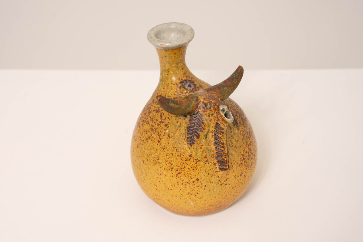 PAIR OF CERAMIC BULL VASES BY JORGE MEALHA