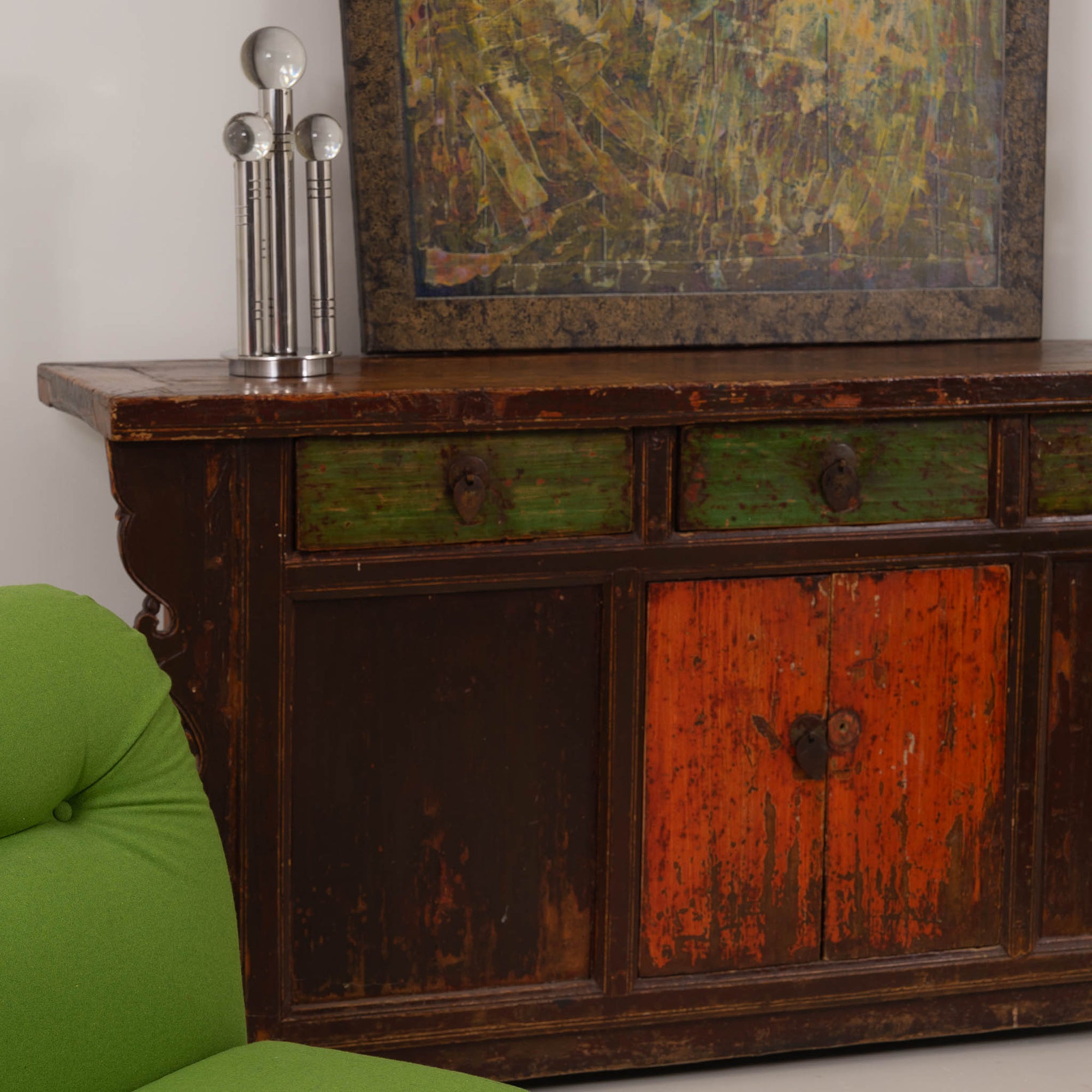 Vintage Indian Sideboard – Hand-Painted with Original Patina