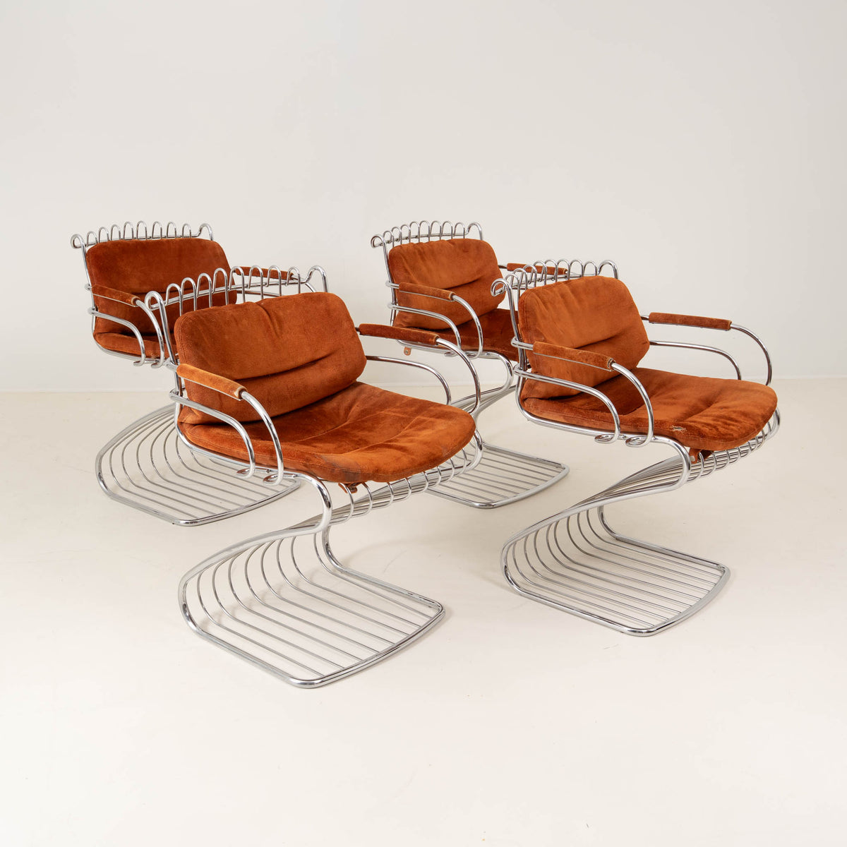 SET OF FOUR GASTONE RINALDI CHAIRS FOR RIMA, ITALY