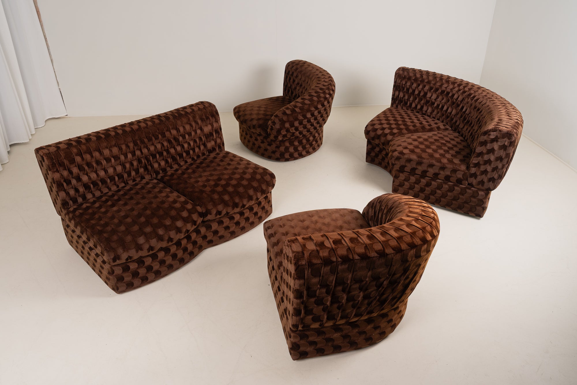 Italian modular sofa in brown velvet fabric ( ON HOLD)