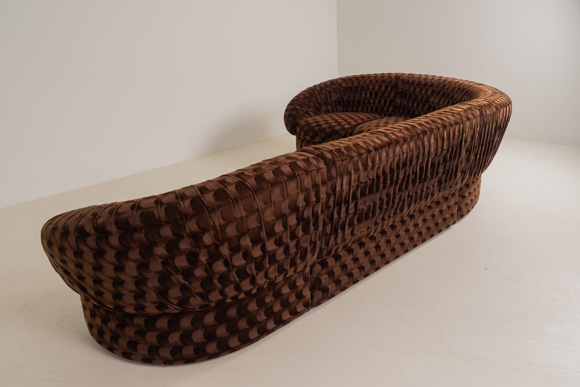 Italian modular sofa in brown velvet fabric