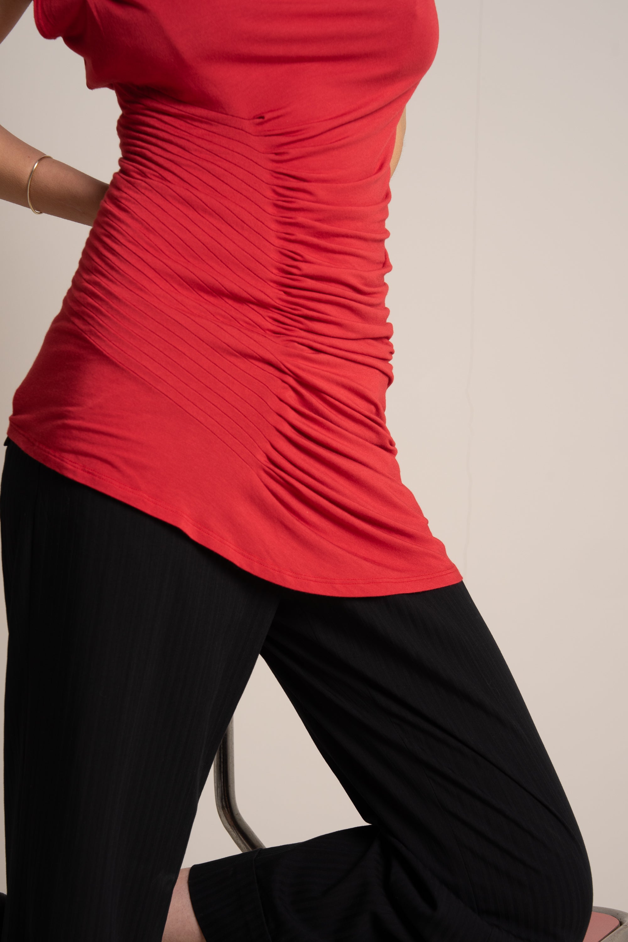 Draped Red Top — Size 36