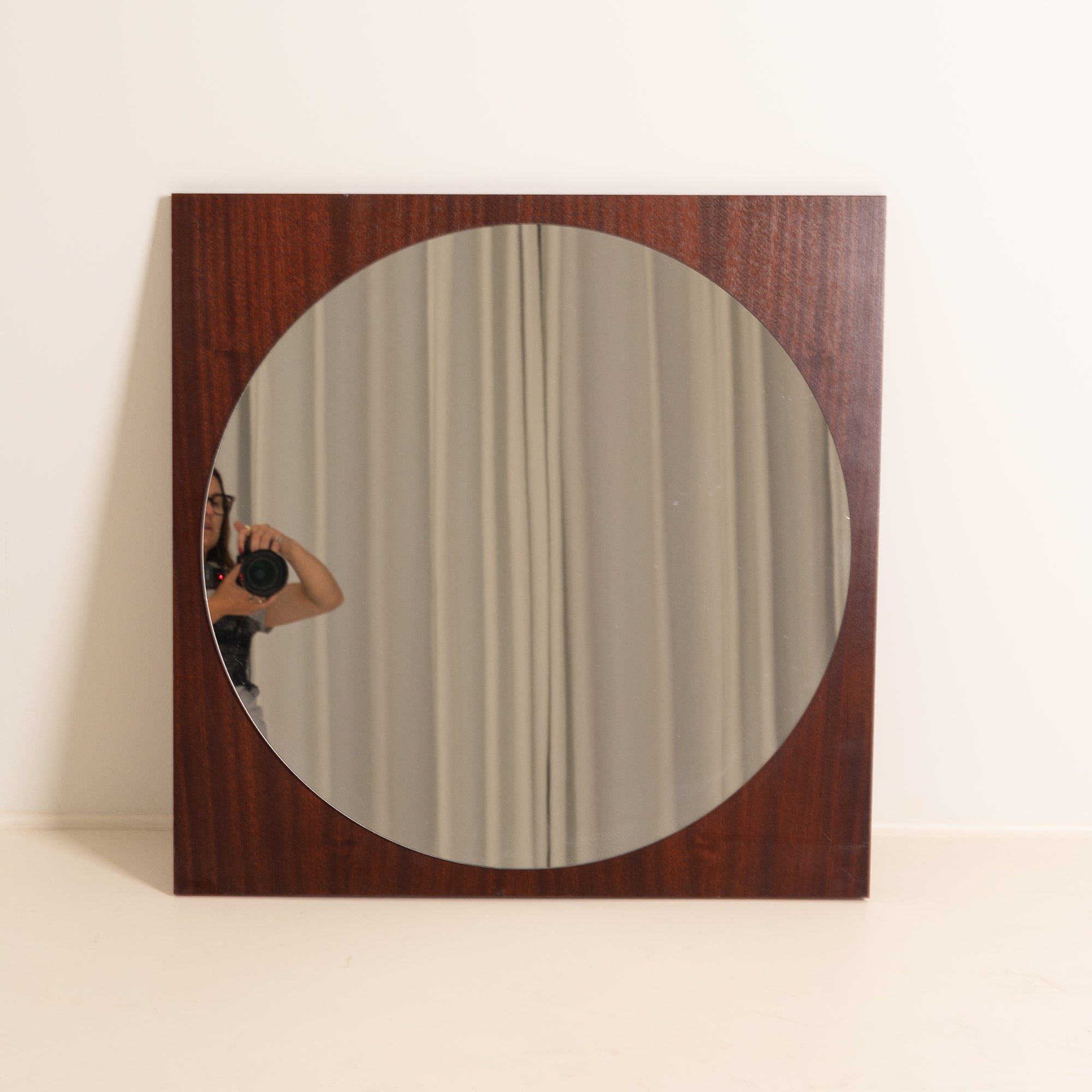 Rosewood Veneer Geometric Mirror