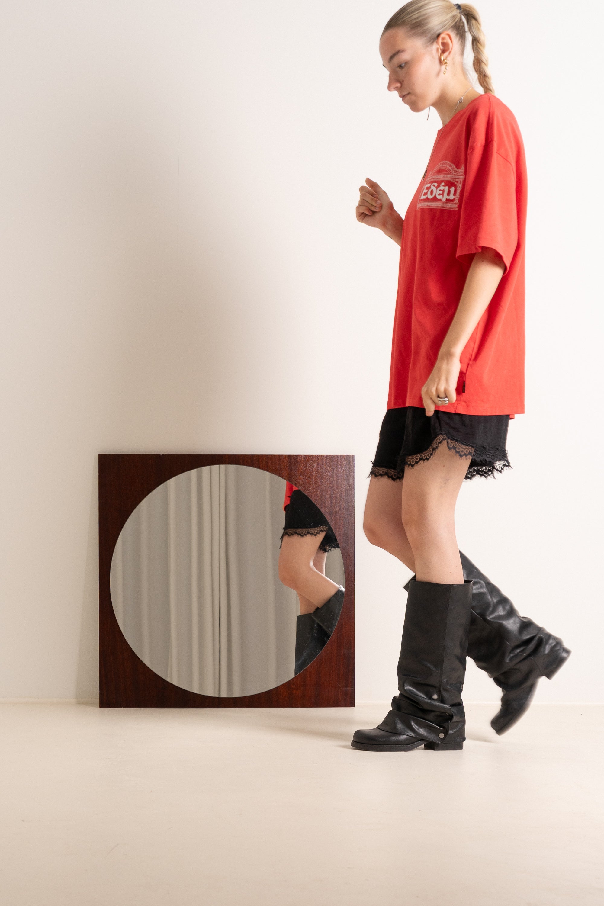 Rosewood Veneer Geometric Mirror