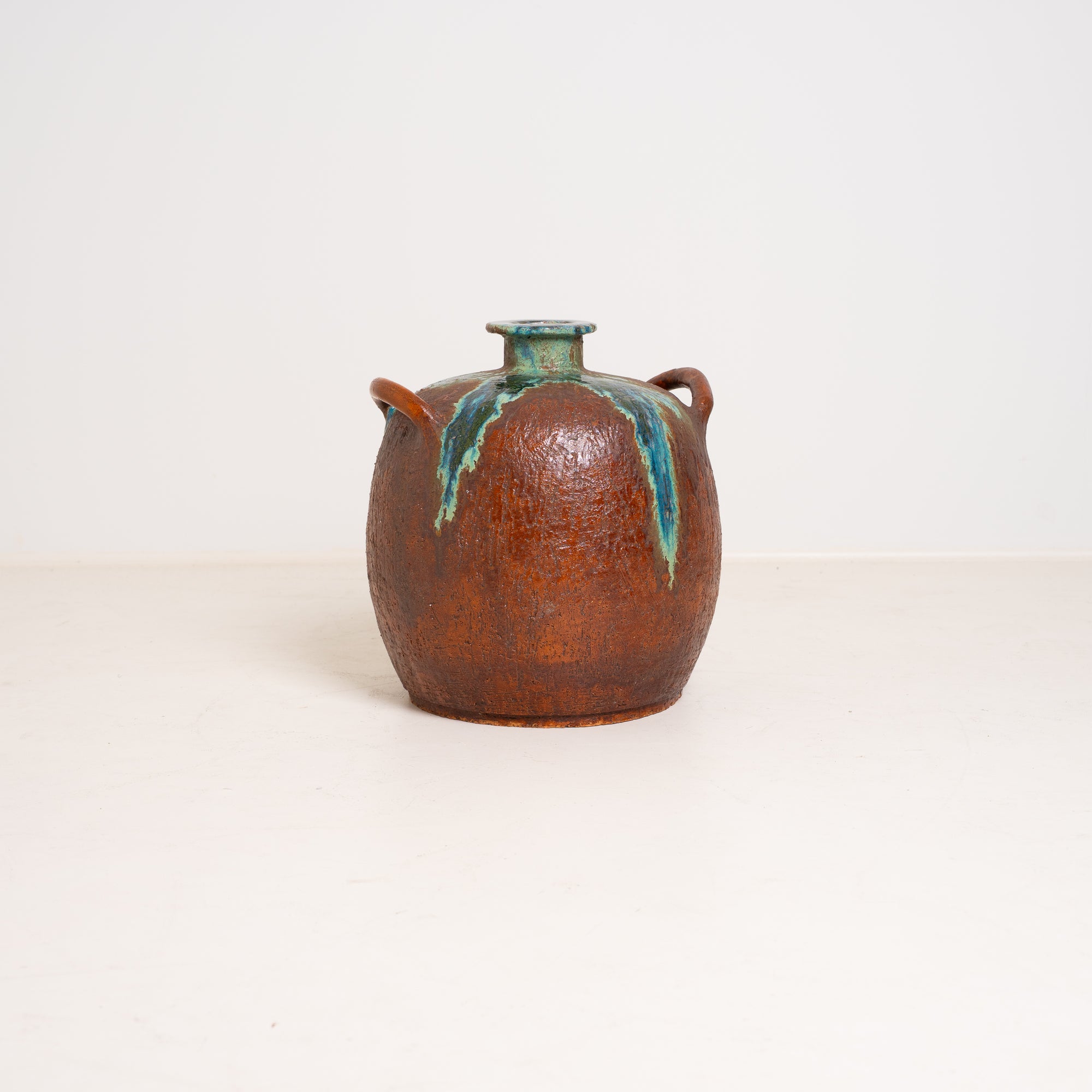 Large Handmade Ceramic Vase with Drip Glaze