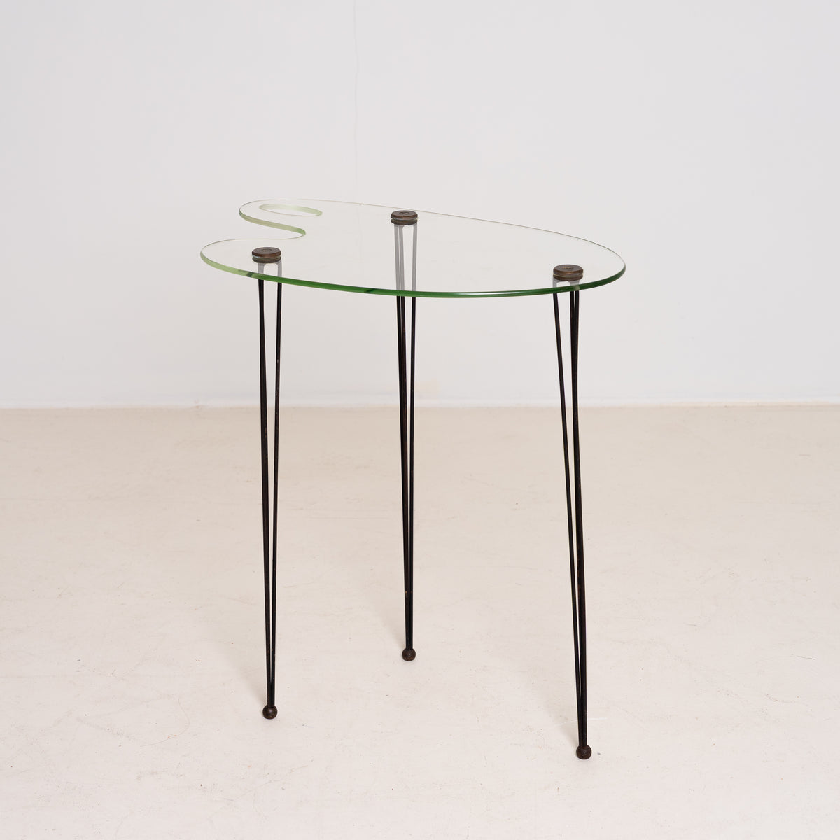 GLASS ARTIST’S PALETTE SIDE TABLE, CIRCA 1960S