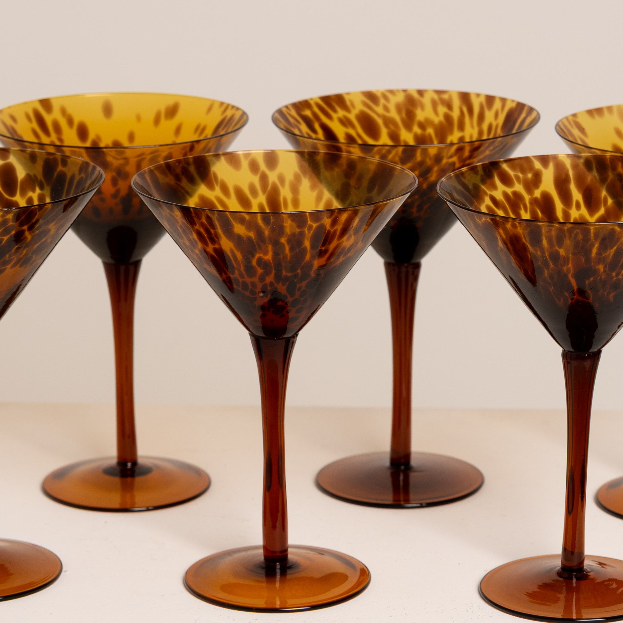 Set of 6 Hand-Blown Martini / Cocktail Glasses