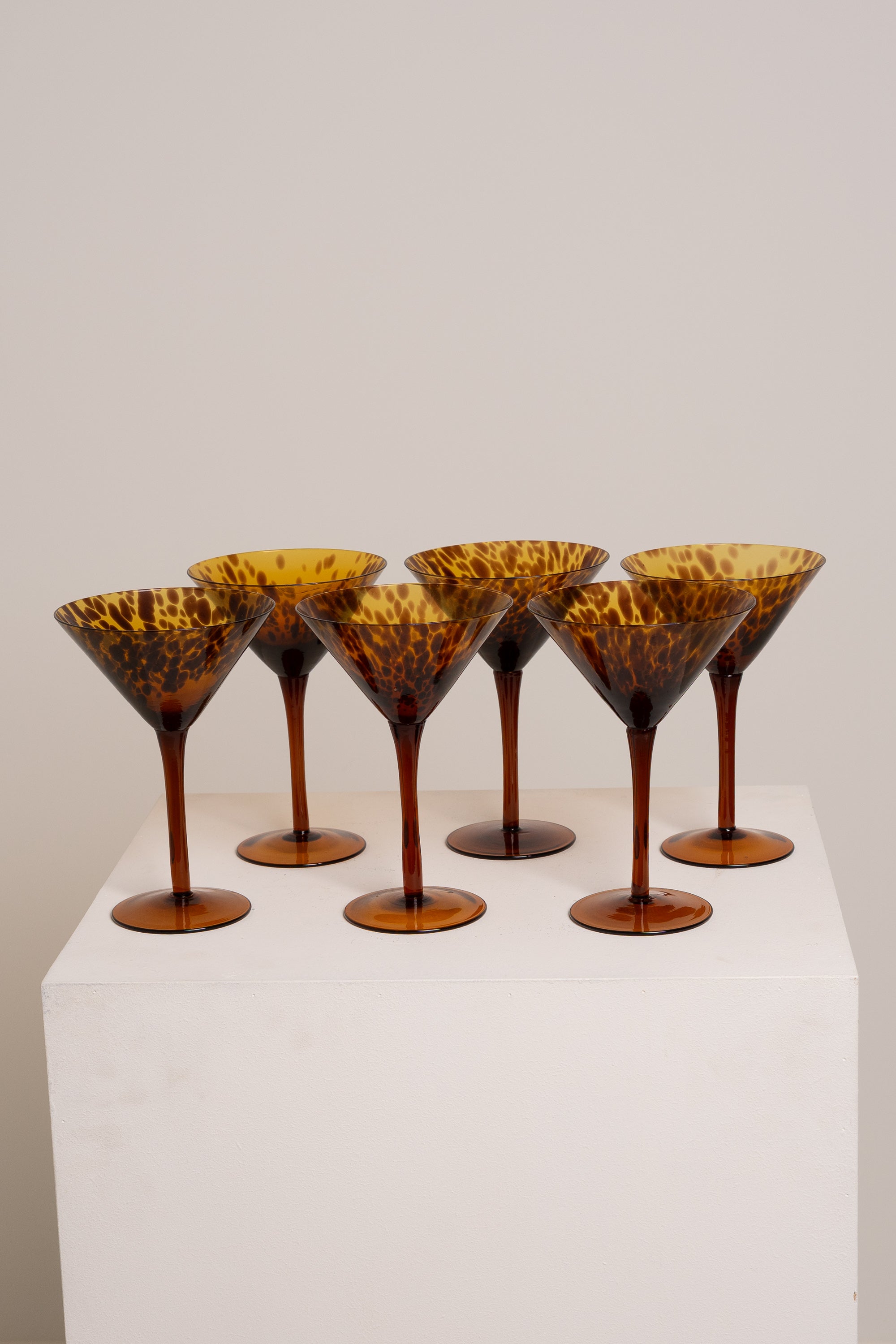 Set of 6 Hand-Blown Martini / Cocktail Glasses