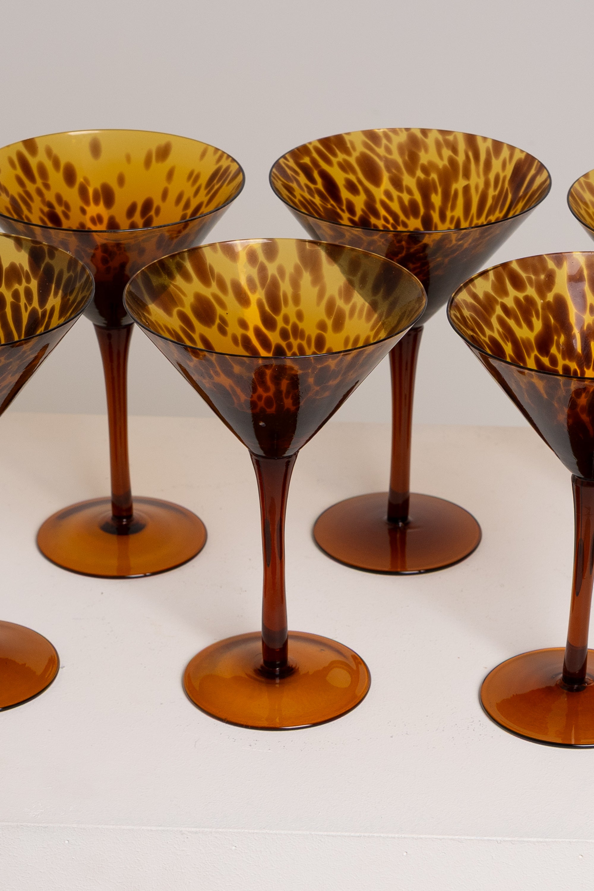 Set of 6 Hand-Blown Martini / Cocktail Glasses